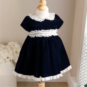 Laura Ashley Navy and White Kids Dress
